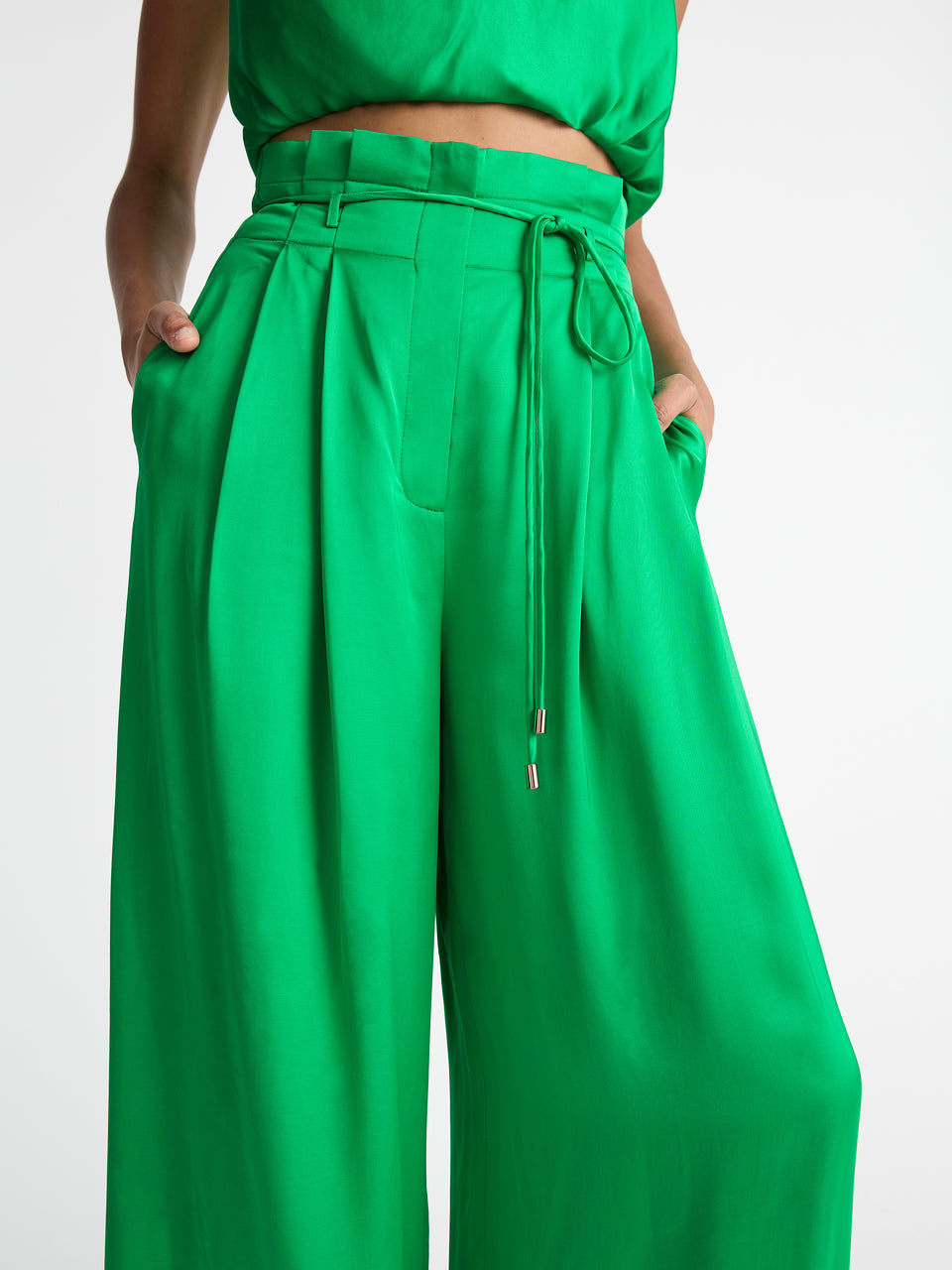 Dam Tvådelad Sats Satin Elegant Flödande Tyg-4