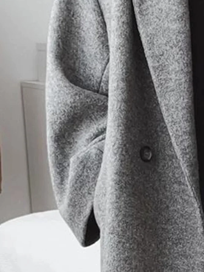 Dam Kappa Elegant Ullblandning med Krage-3