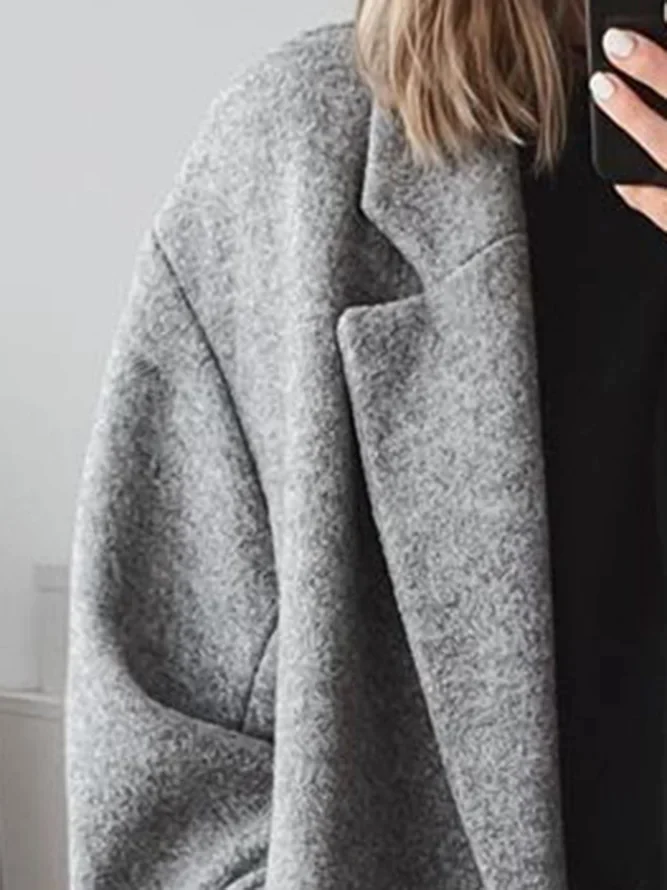 Dam Kappa Elegant Ullblandning med Krage-2