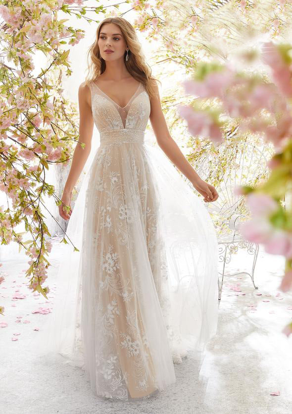 Variant image for Kvinnors Bröllopsklänning V-ringning Spets Elegant Polyester-1