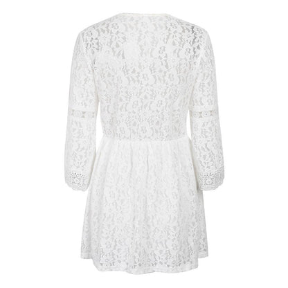 Kort Klänning Dam Spets Tidlös Elegant Design-4