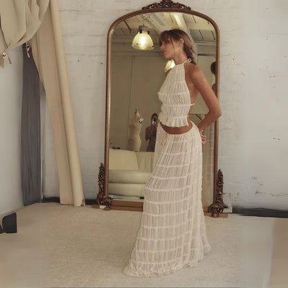 Variant image for Maxiklänning Dam med Remmar och Samlad Kjol i Polyester-1