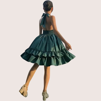 Variant image for Dam Ruffle Klänning Med Slingkrage Voluminös Högkvalitativt Tyg-1