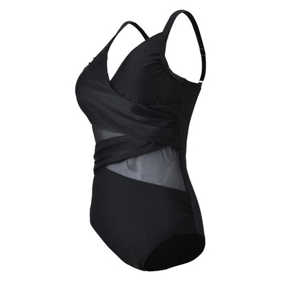 Dam Monokini Baddräkt Enfärgad Plusstorlek Spandex-2