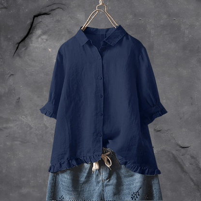 Variant image for Dam Blus med Tre Fjärdedelar Ärmar Rufsad Hem Mjuk Tygblandning-1