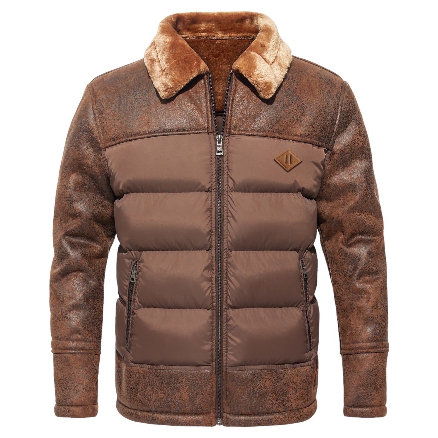 Herrskinnjacka Robust Läder Modern Design-2