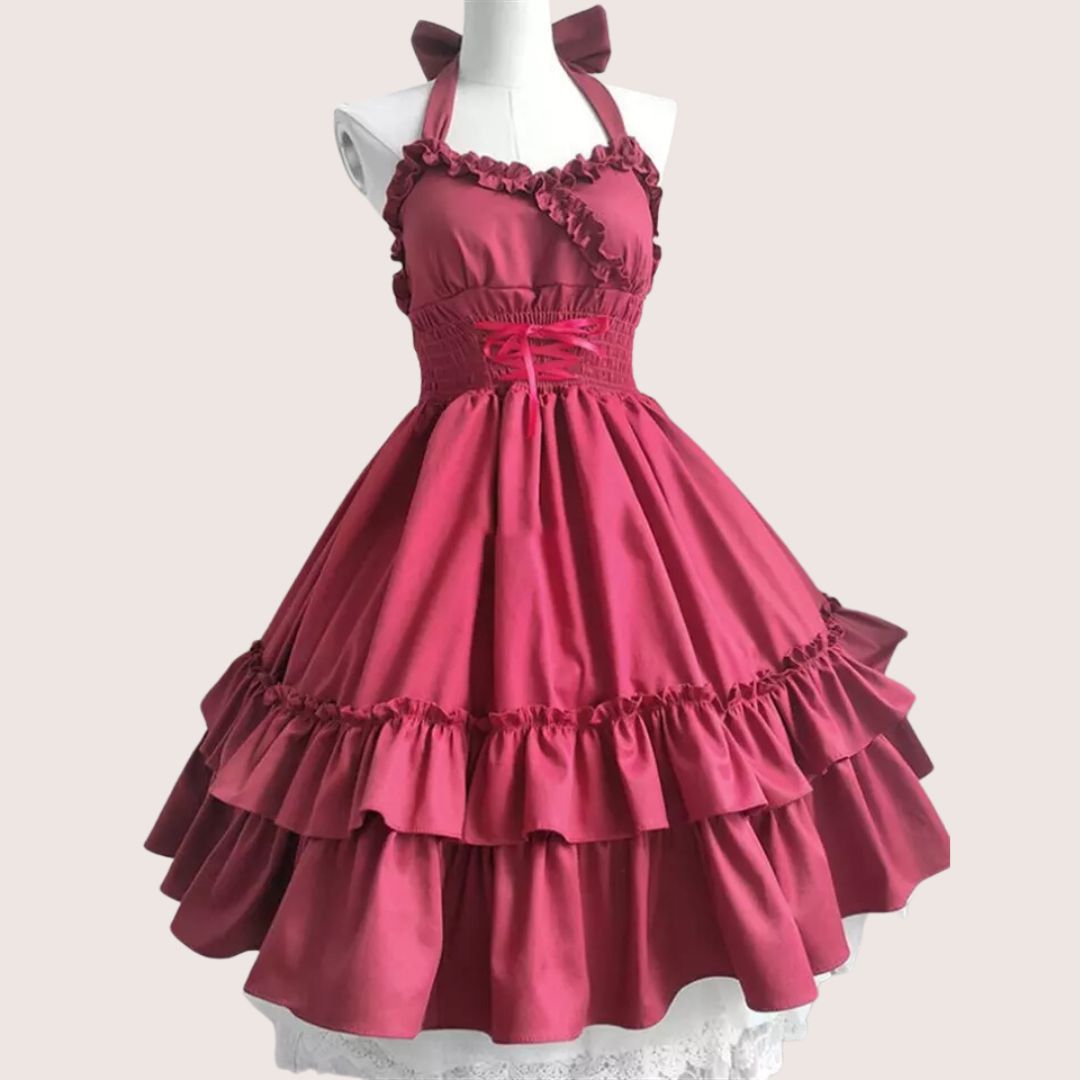 Variant image for Dam Ruffle Klänning Med Slingkrage Voluminös Högkvalitativt Tyg-2