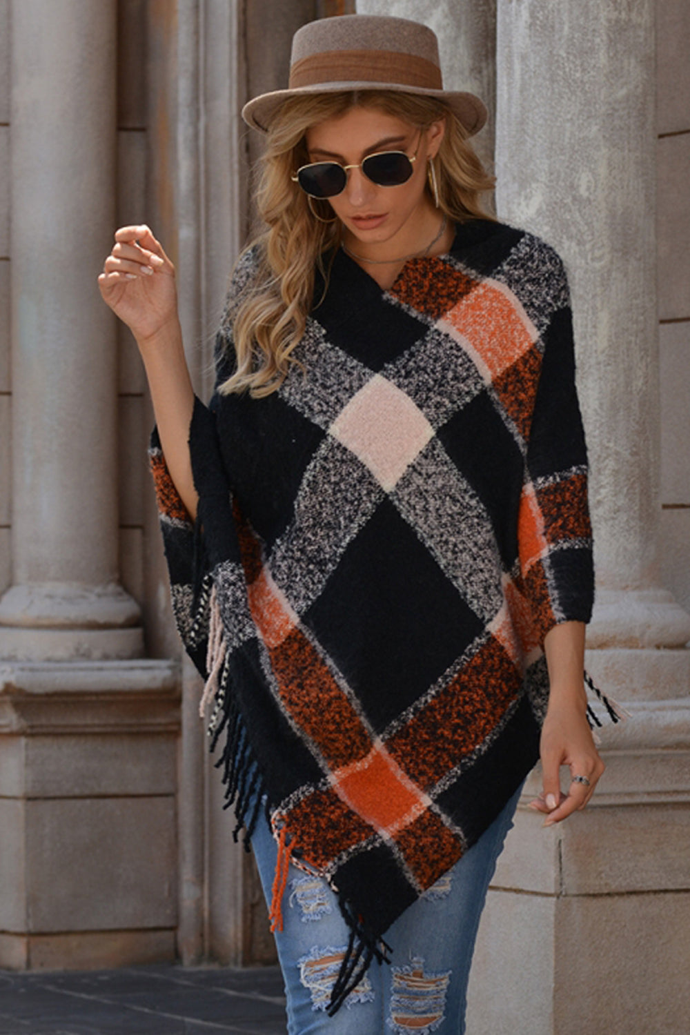 Dam Tröja Asymmetrisk V-hals Ärmlös Polyester med Tofsar-2