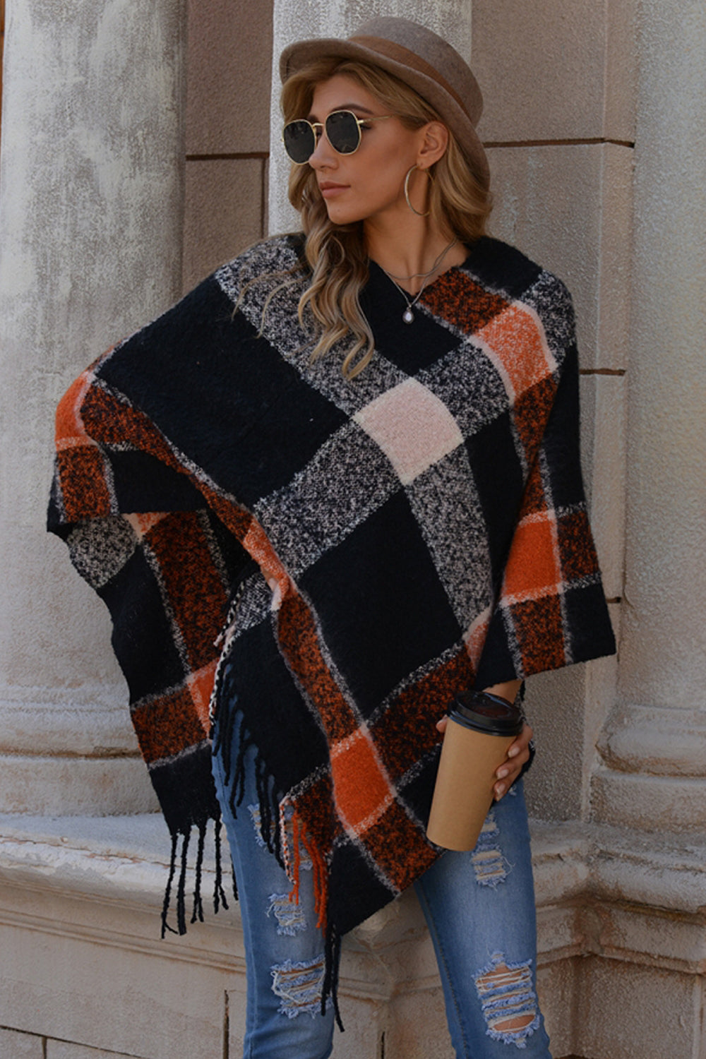 Dam Tröja Asymmetrisk V-hals Ärmlös Polyester med Tofsar-6