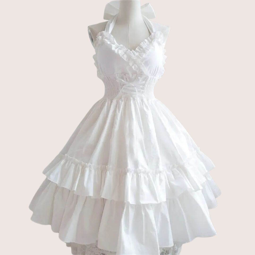 Variant image for Dam Ruffle Klänning Med Slingkrage Voluminös Högkvalitativt Tyg-4