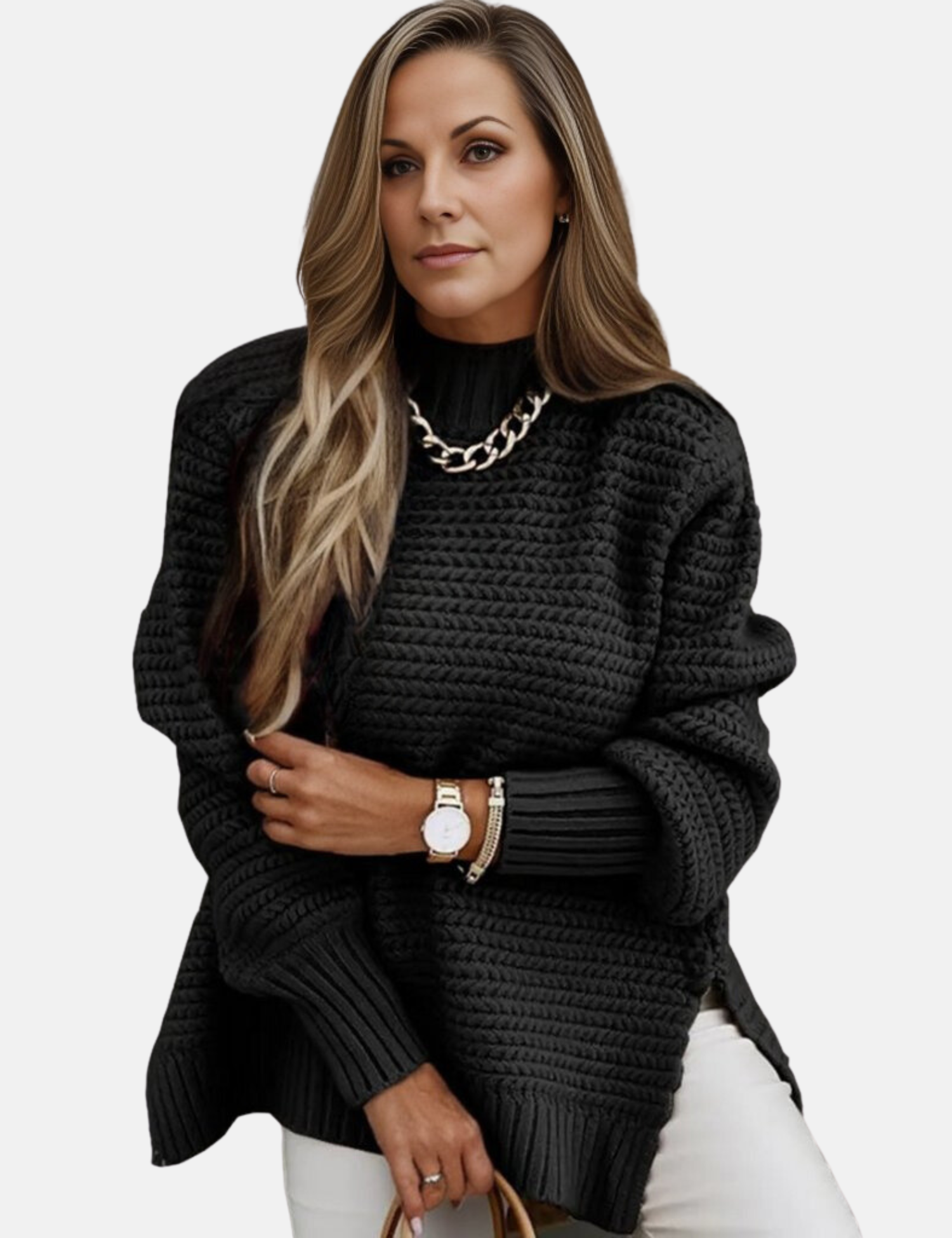 Variant image for Stickad Dam Tröja Oversized Mjuk Vaffelmönster-18