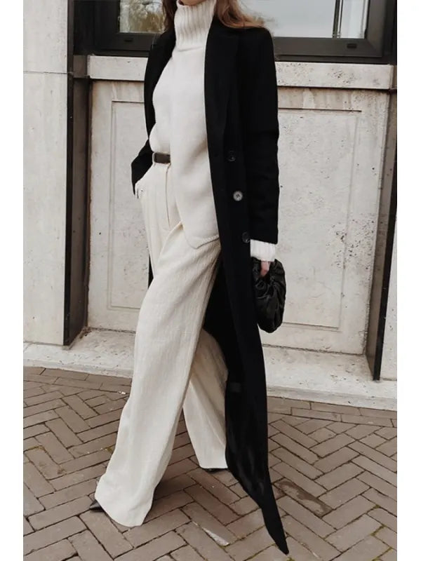 Lång Vinterrock Dam Casual Polyester med Fickor-3