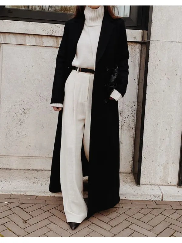 Lång Vinterrock Dam Casual Polyester med Fickor-2