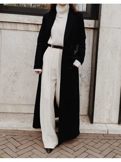 Lång Vinterrock Dam Casual Polyester med Fickor-2