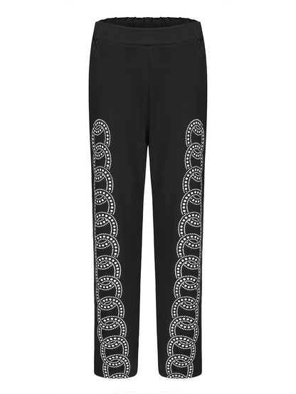 Tvådelat Set Dam Långärmad Top och Byxor i Polyester med Färgblockade Ärmar 5