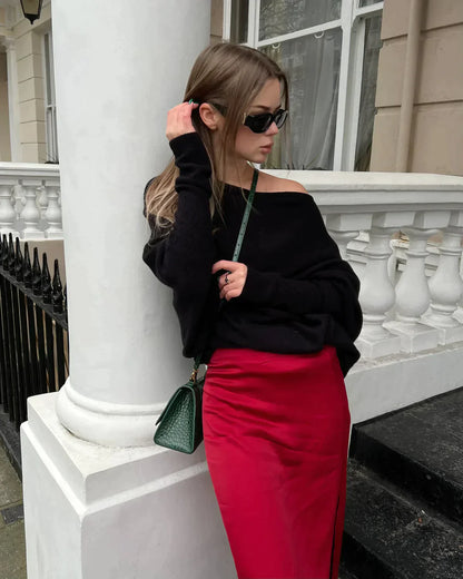 Dam Asymmetrisk Topp Draperad Viskosblandning 9