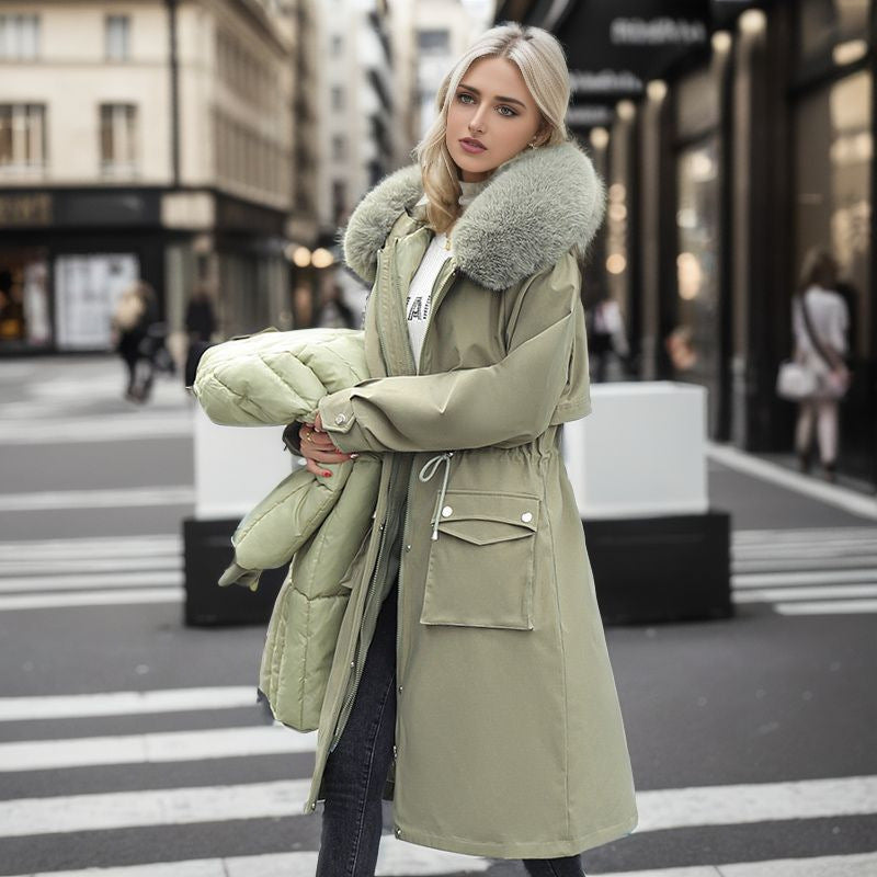 Variant image for Vinterparkas Dam Avtagbar Inre Jacka i Bomull med Konstgjord Pälskrage-4