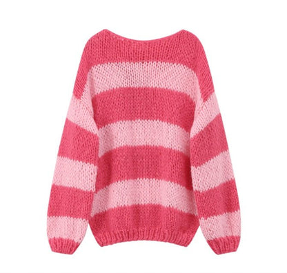 Variant image for Kvinnors Tröja Tvåfärgad Horisontellt Randig Polyester-11