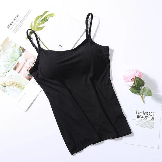 Dam Tank Top med Integrerad Behå Mjuk Tyg 1