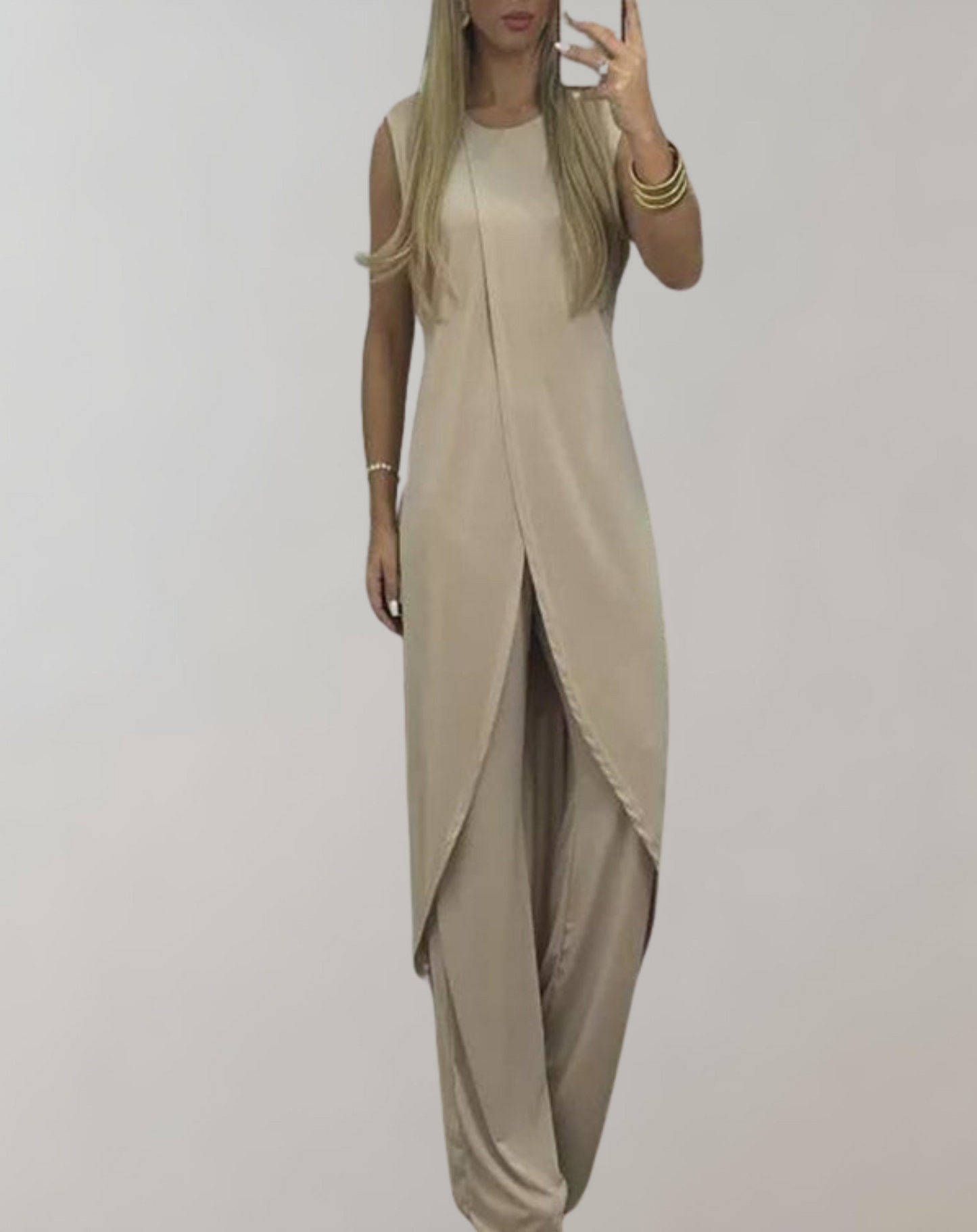 Kvinnors Tvådelad Klänning Spetsdetaljer Polyester Flytande Kjol-6