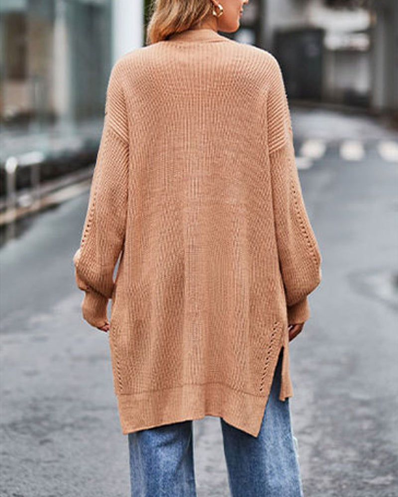 Damens Stickad Jacka Löst Sittande Akryl 2