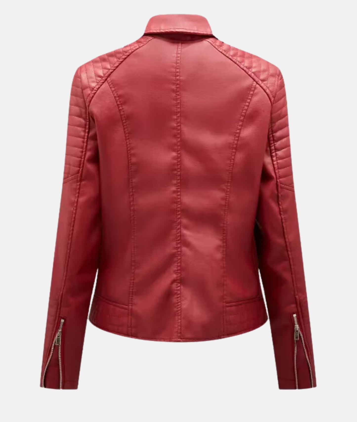 Kvinnors Motorcykeljacka Asymmetrisk Dragkedja Polyesterblandning-6