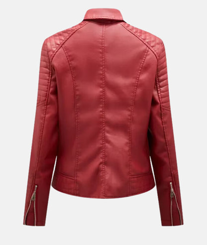 Kvinnors Motorcykeljacka Asymmetrisk Dragkedja Polyesterblandning-6