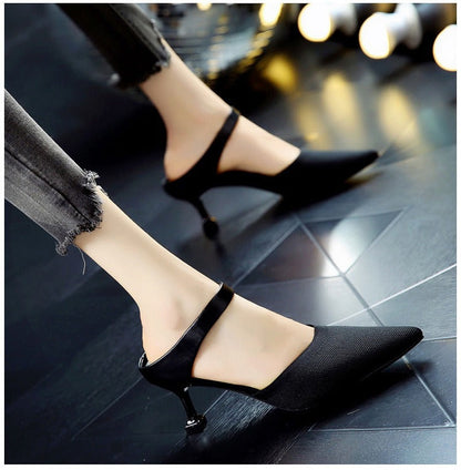 Stiletto Sandaler Dam med Hög Klack och Stickad Design – Syntetisk Material i Flera Färger 2