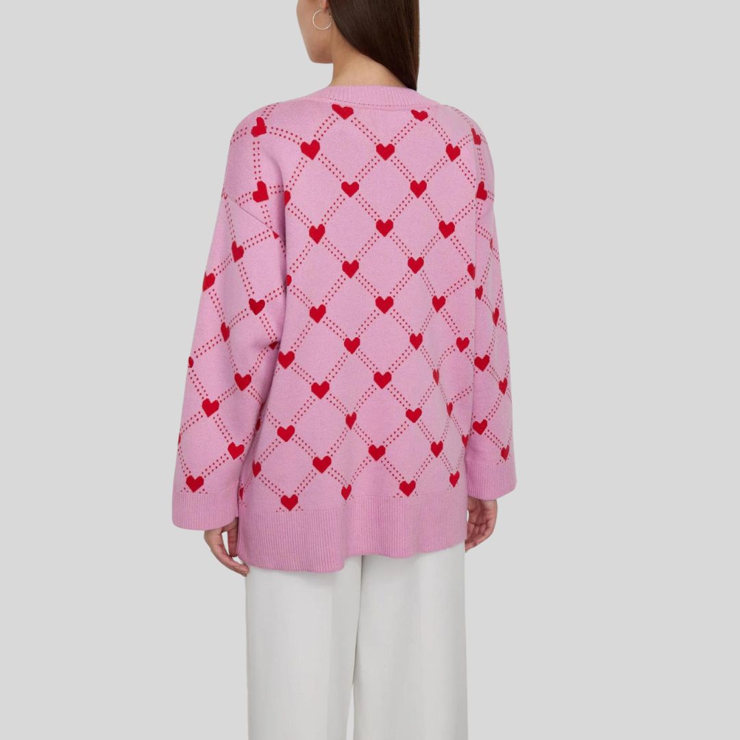 Kvinnors Cardigan Löst Stickad med Hjärtmotiv Akryl 5