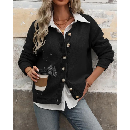 Dam Lång Kofta Cardigan i Värmande Material-2