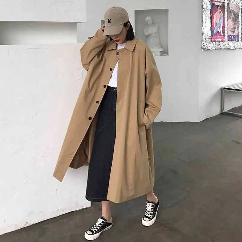 Damjacka Överdimensionerad Trenchcoat Högkvalitativ Polyester-2