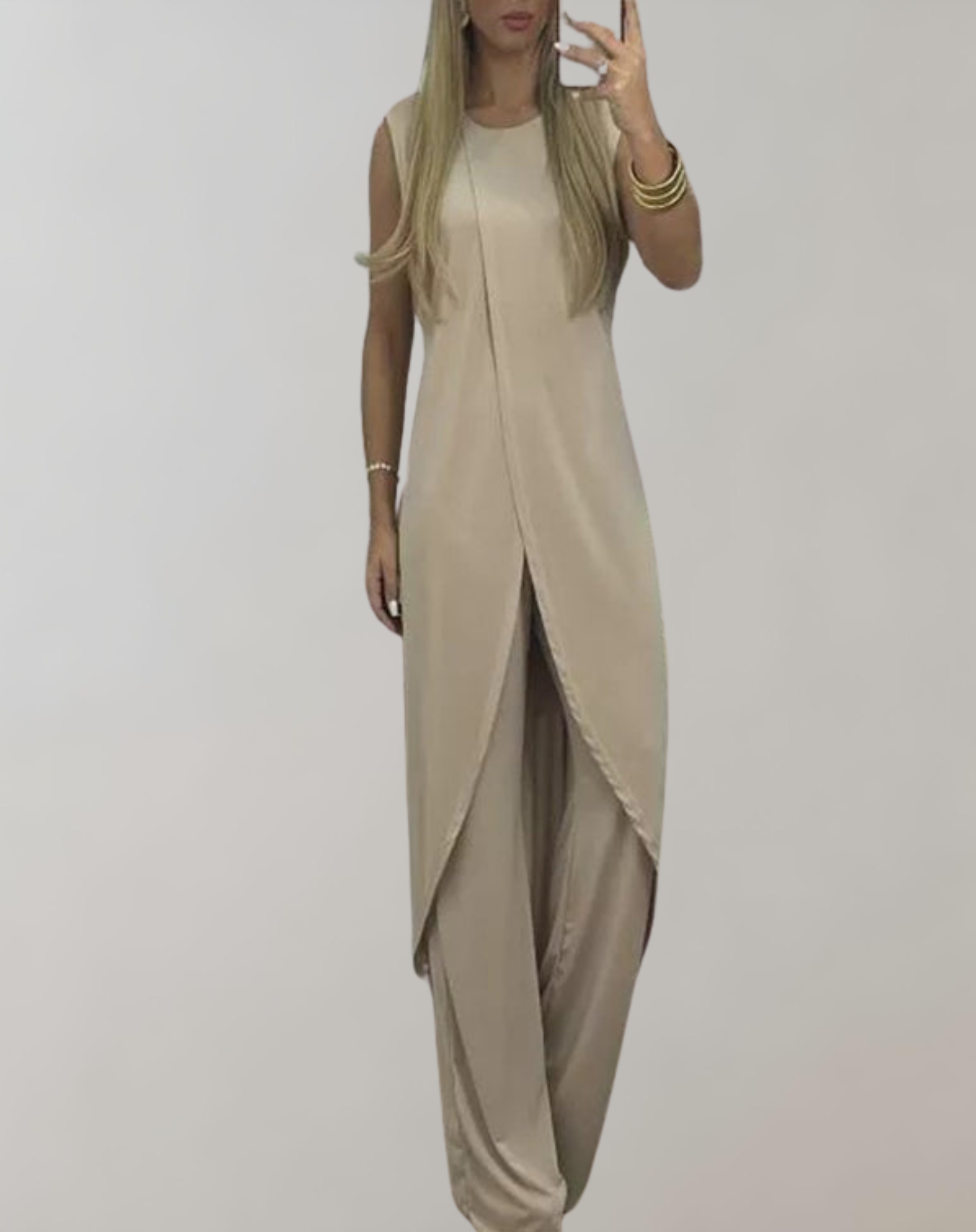 Variant image for Kvinnors Tvådelad Klänning Spetsdetaljer Polyester Flytande Kjol-7