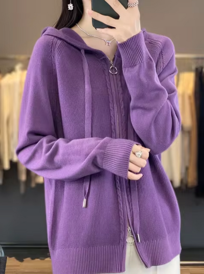 Variant image for Dam Hooded Cardigan Löst Passform Mjuk Stickad-46