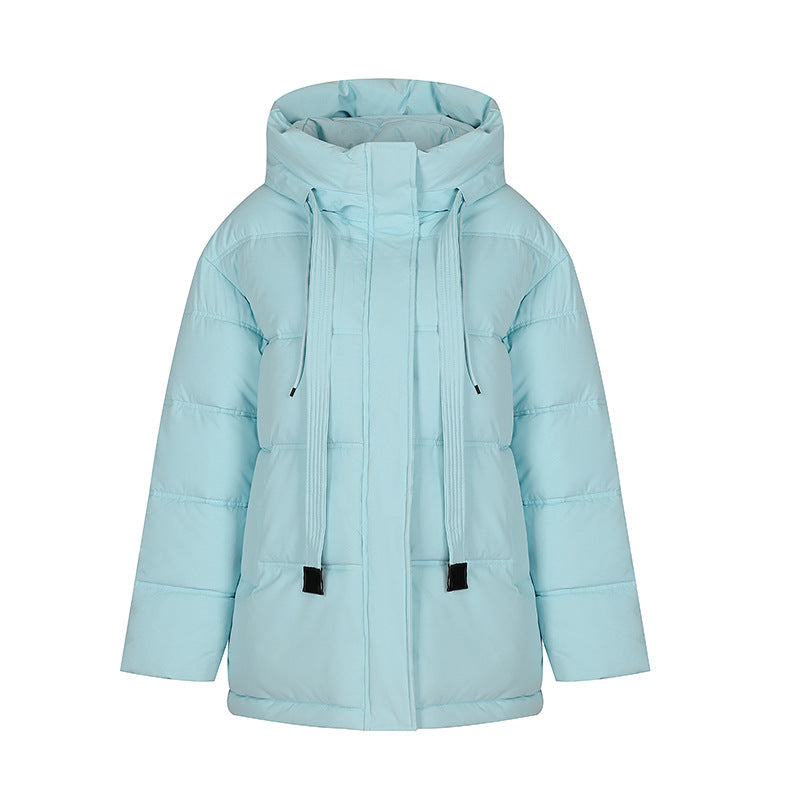 Damjacka Kort Bomull med Huva Avslappnad Passform-2