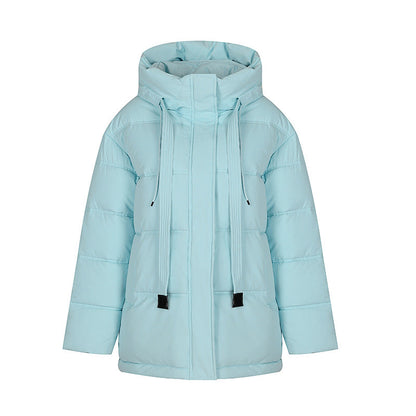 Damjacka Kort Bomull med Huva Avslappnad Passform-2