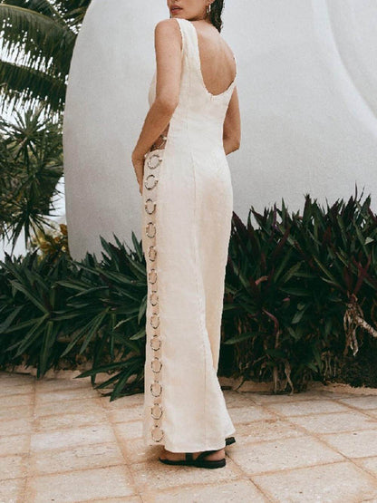 Dam Midiklänning Ärmlös Elegant Högkvalitativt Tyg 5