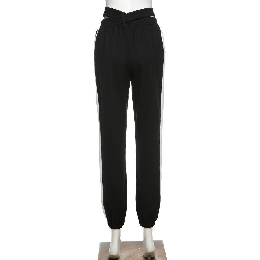 Dam Joggingbyxor Sportig Design Mjuk Bomull med Vita Sidor-6