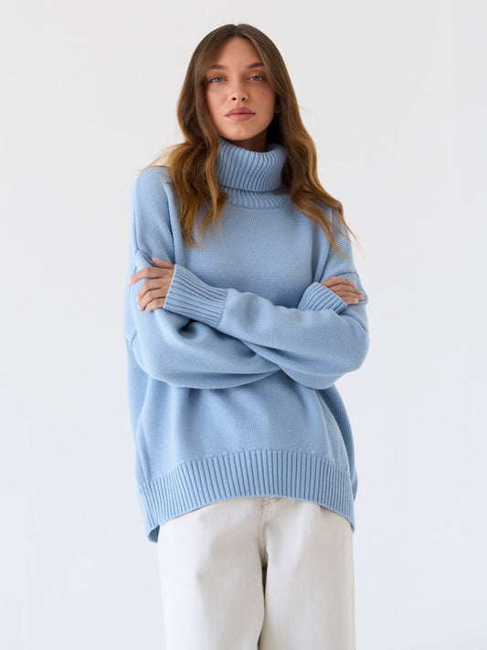 Dam Stickad Tröja Turtleneck Relaxed Akryl-1