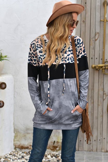 Dam Hoodie Leopardmönstrad med Huva Polyester 3