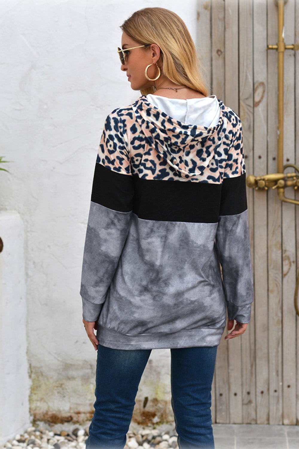 Dam Hoodie Leopardmönstrad med Huva Polyester 6