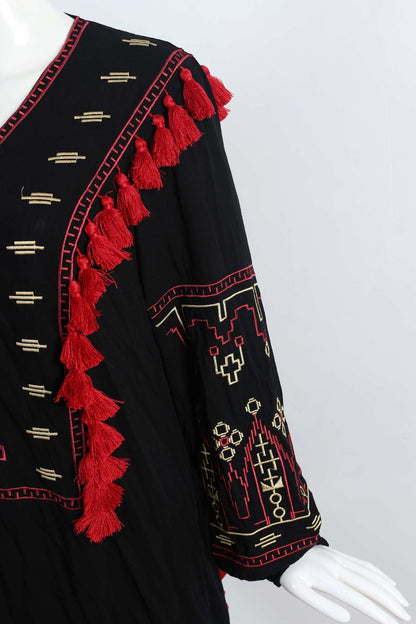 Dam Blus Rippade Sidor Bohemisk Linne och Bomull-6