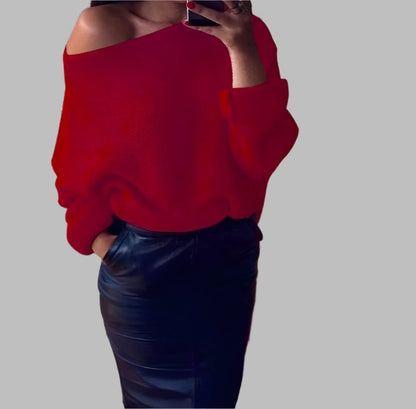 Dam Axelfri Tröja Mjuk Elastisk Blandning Trendig Design-5