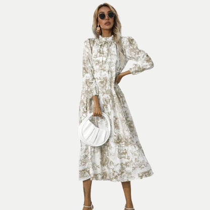 Variant image for Dam Midi-Klänning Hög Krage Toile-tryck 100% Polyester-16