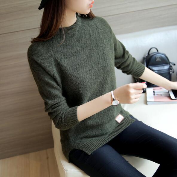 Kvinnors Långärmad Topp Avslappnad Polyester-1