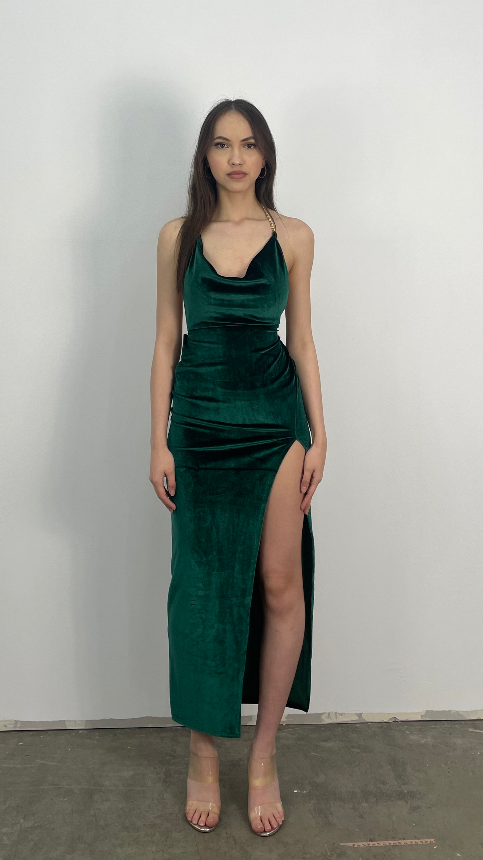 Variant image for Dam Midiklänning Elegant Mjuk Polyester med Gyllene Remmar-1