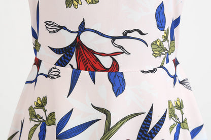 Kvinnors Aftonklänning Vintage Halv Öppen Krage Blommönster Fyra Vägs Stretch-5