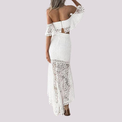 Dam Klänning Axelfri Tvådelad Polyester-3