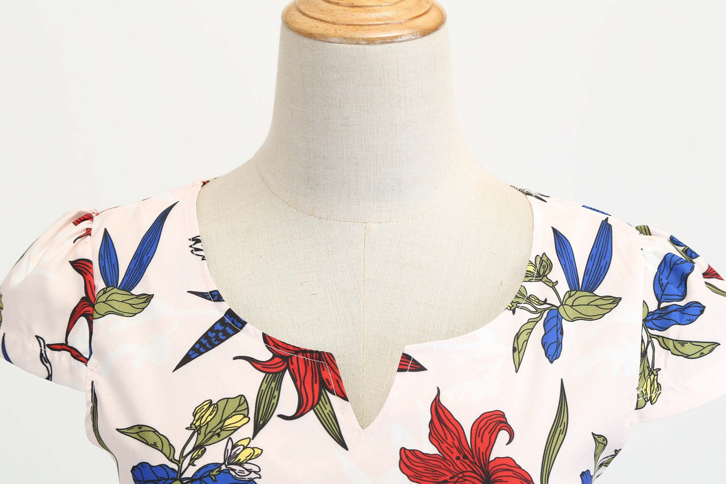 Kvinnors Aftonklänning Vintage Halv Öppen Krage Blommönster Fyra Vägs Stretch-4