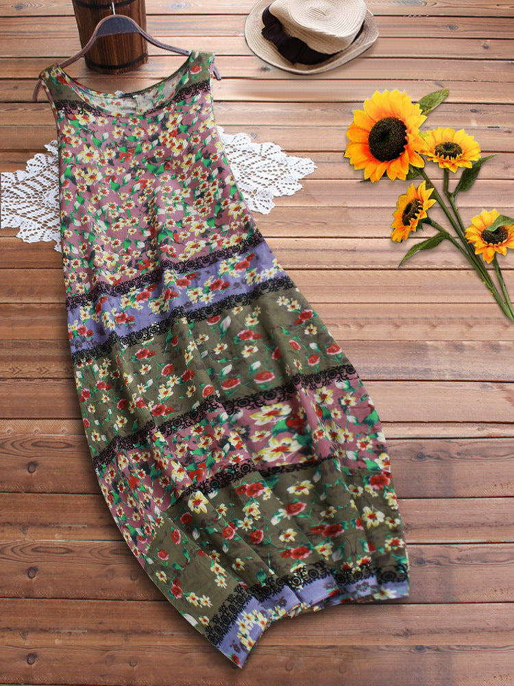 Fina Dam Klänningar Lång Ärmlös Bomull och Linne-1