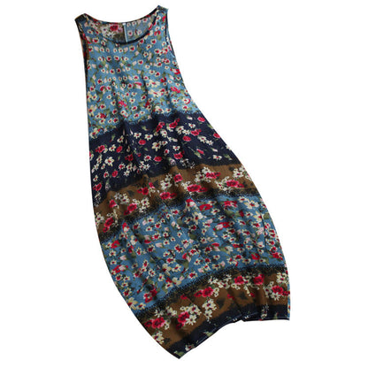 Fina Dam Klänningar Lång Ärmlös Bomull och Linne-6